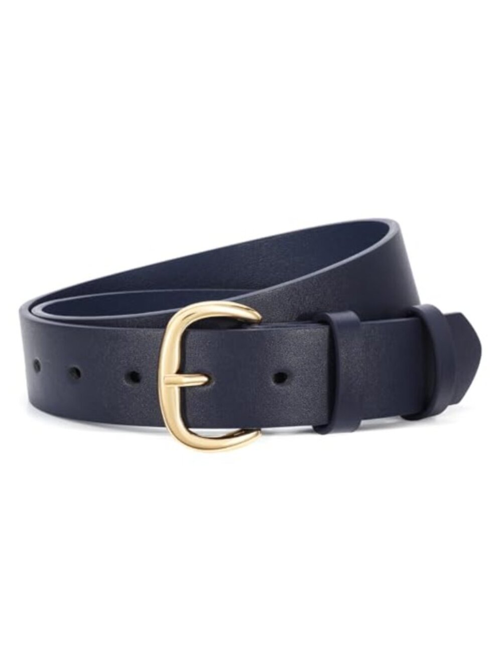Women's Faux Leather Belt with Gold Buckle for Jeans Pants Dresses